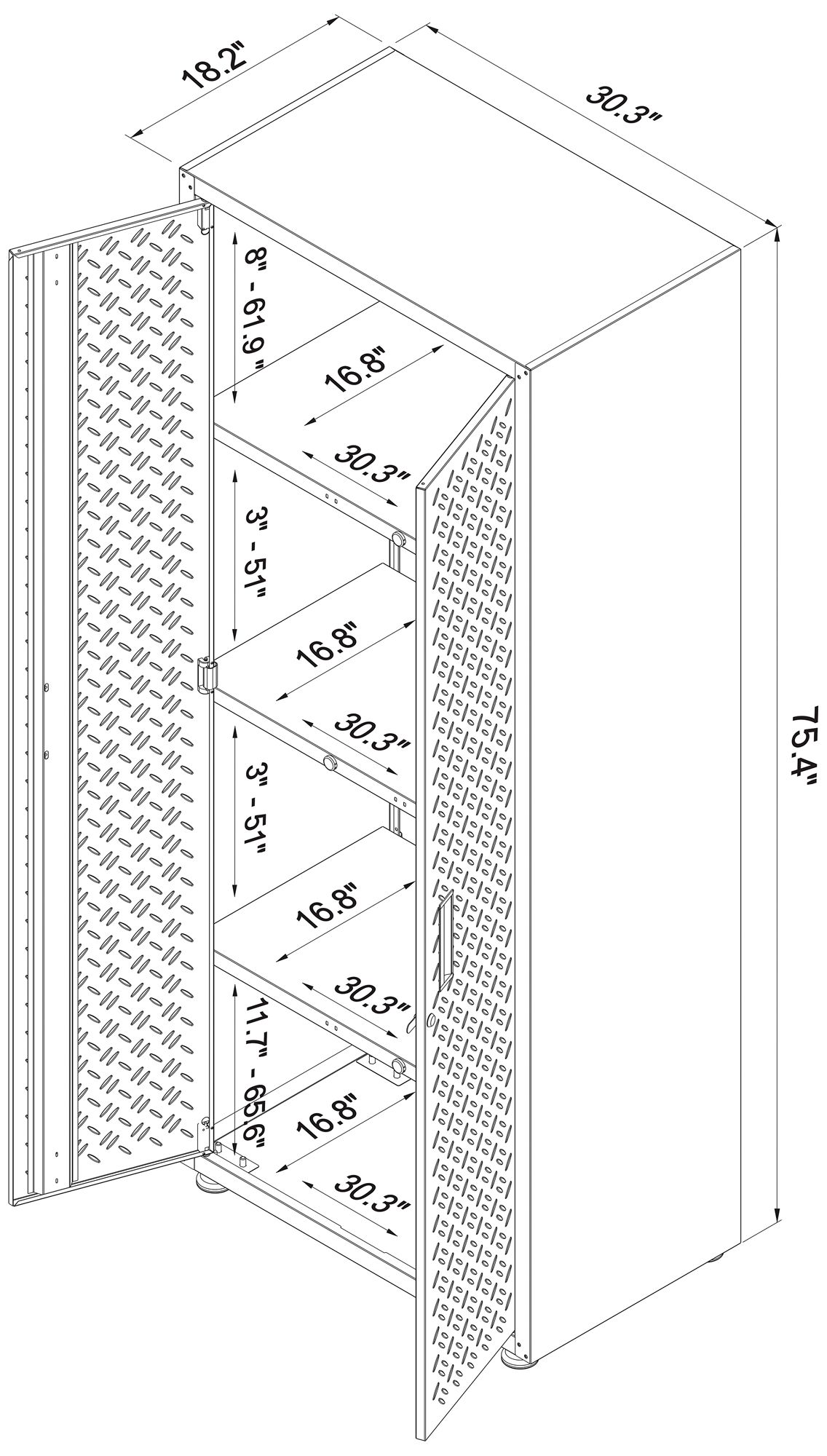 Fortress 74 3/4" High Gray Textured Metal Garage Cabinet