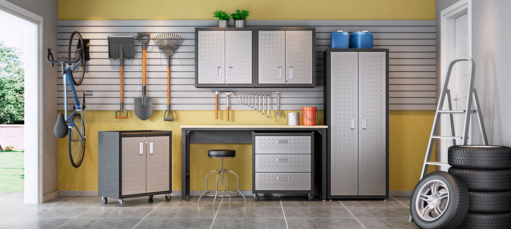 Fortress 74 3/4" High Gray Textured Metal Garage Cabinet