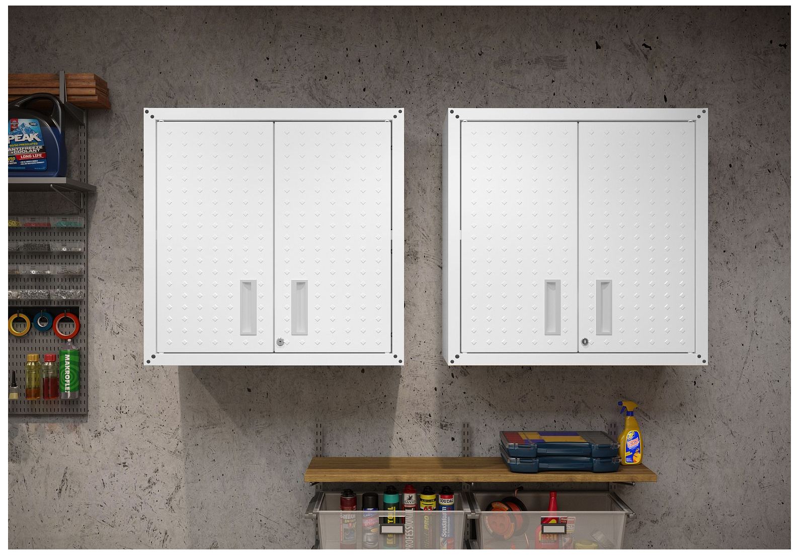 Image 3 Fortress Floating Garage Cabinet in White (Set of 2) more views