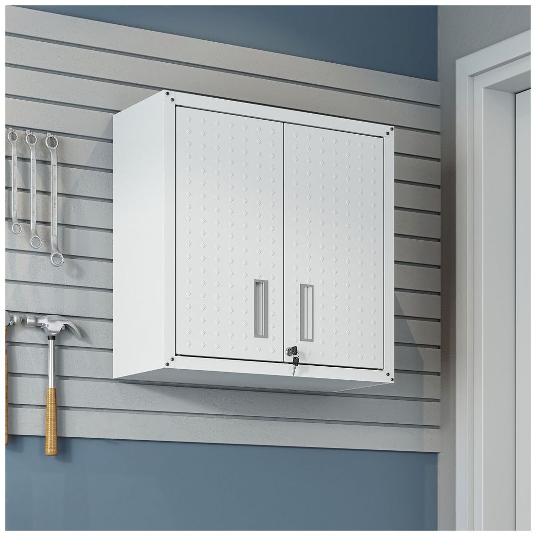 Image 6 Fortress Floating Garage Cabinet in White (Set of 2) more views