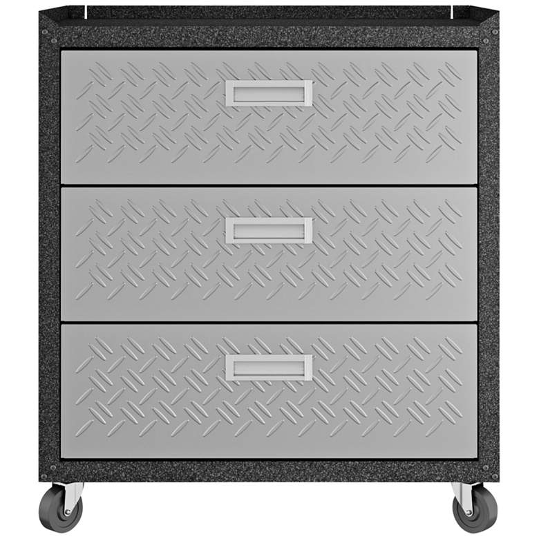 Image 4 Fortress Gray Textured Metal 3-Drawer Garage Mobile Chest more views