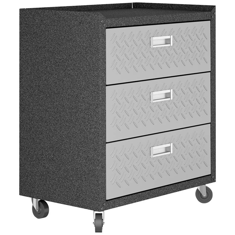 Image 5 Fortress Gray Textured Metal 3-Drawer Garage Mobile Chest more views