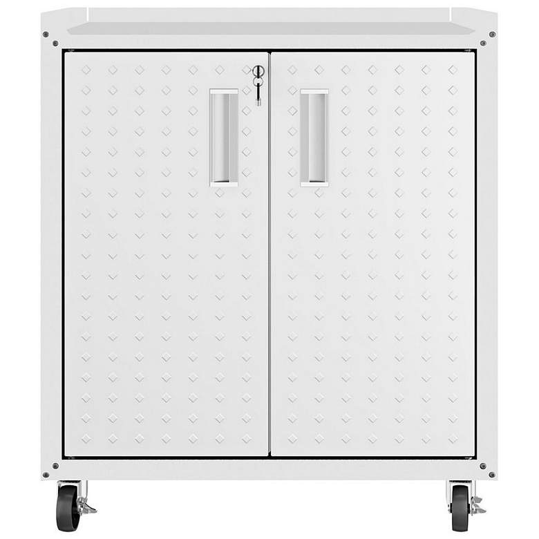 Image 1 Fortress Mobile Garage Cabinet with Shelves in White