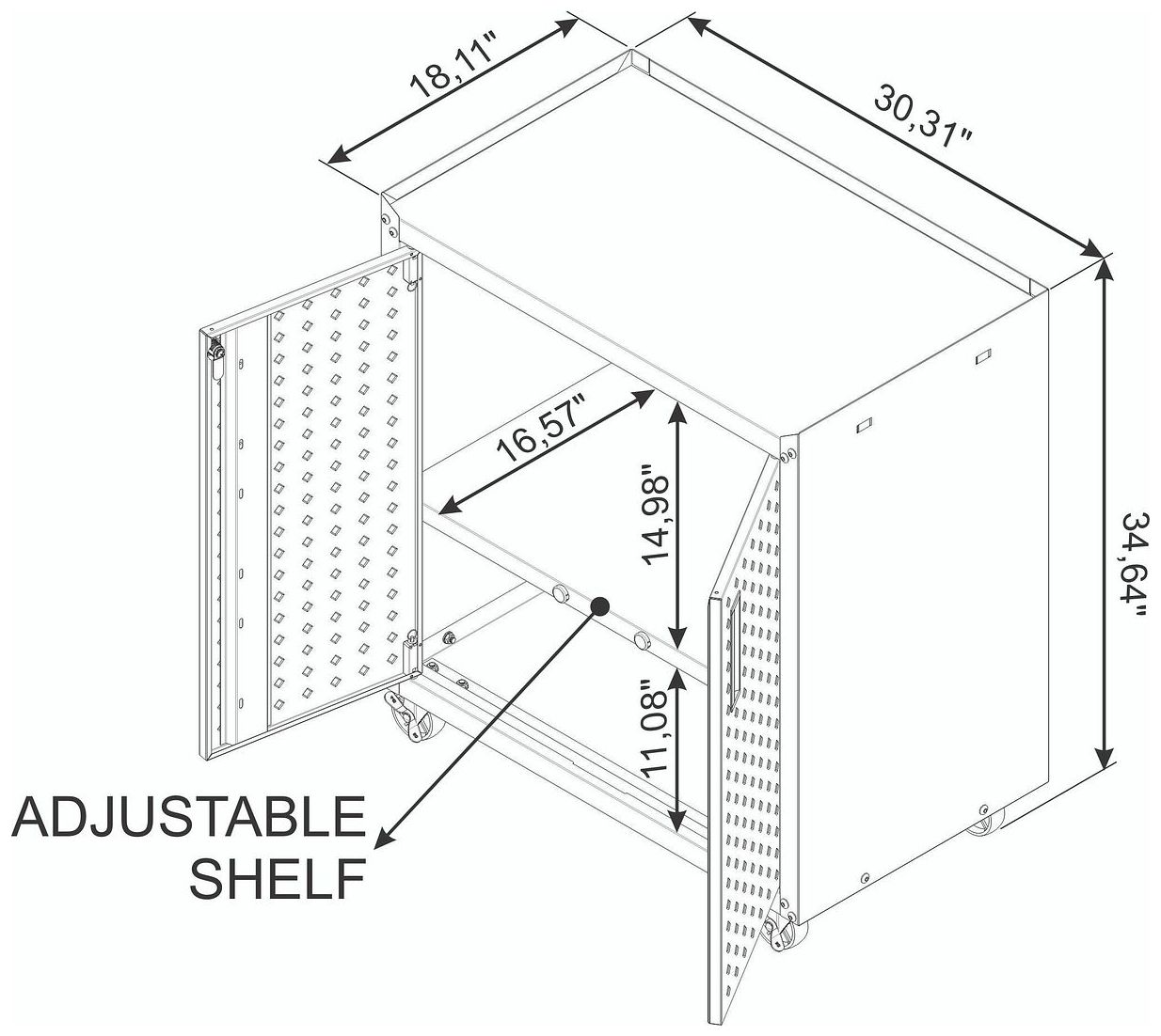 Image 4 Fortress Mobile Garage Cabinet with Shelves in White more views