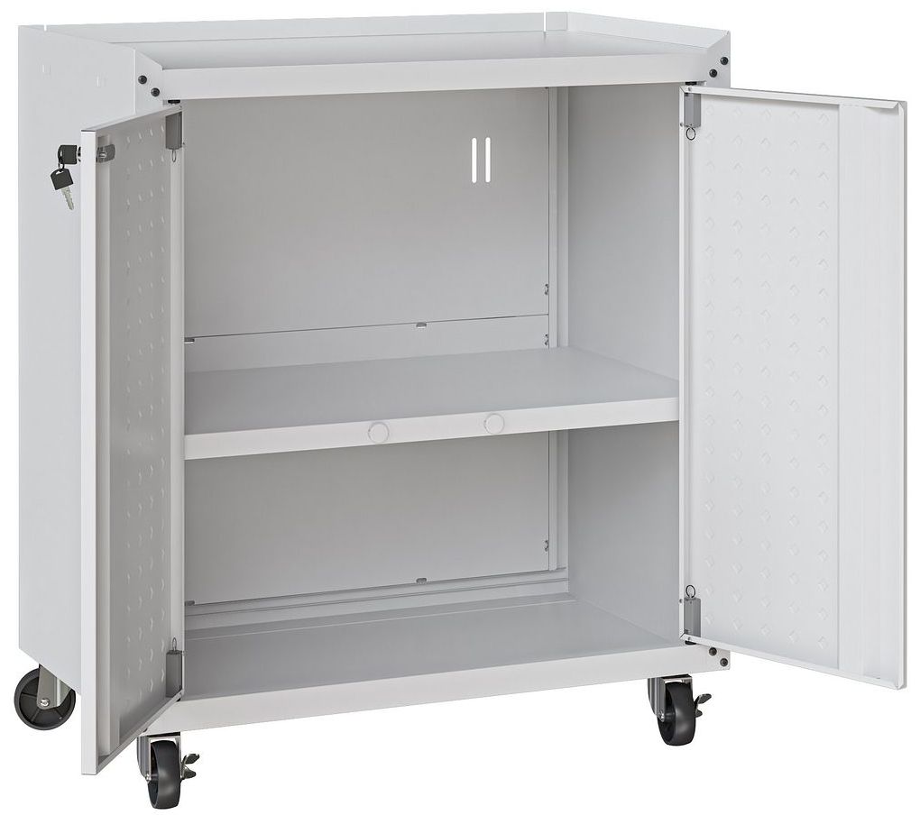 Image 7 Fortress Mobile Garage Cabinet with Shelves in White more views