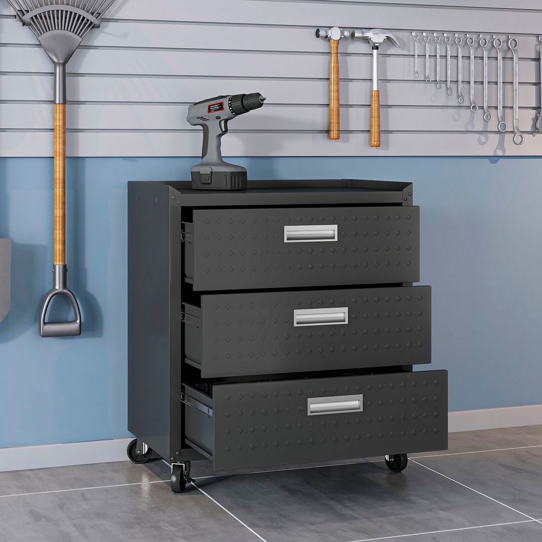 Image 5 Fortress Mobile Garage Chest with Drawers in Charcoal Grey more views