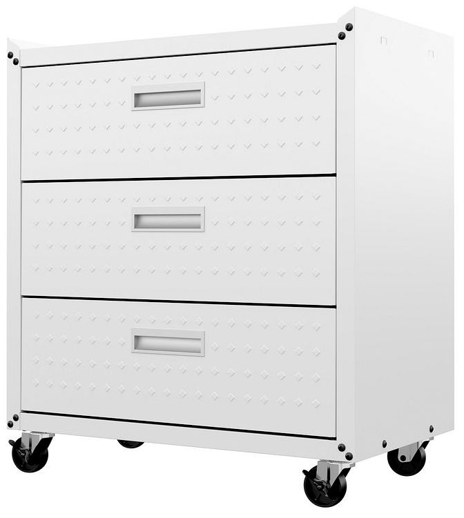 Fortress Mobile Garage Chest with Drawers in White