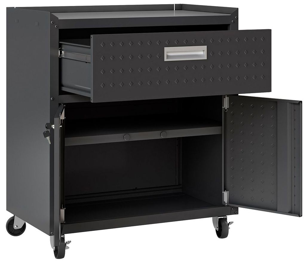 Image 6 Fortress Textured Metal 31.5" Garage Mobile Cabinet with 1 Full Extens more views