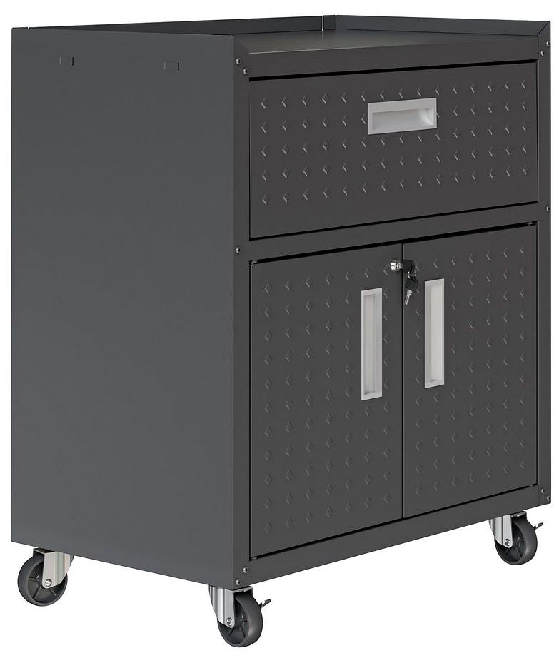 Image 7 Fortress Textured Metal 31.5" Garage Mobile Cabinet with 1 Full Extens more views