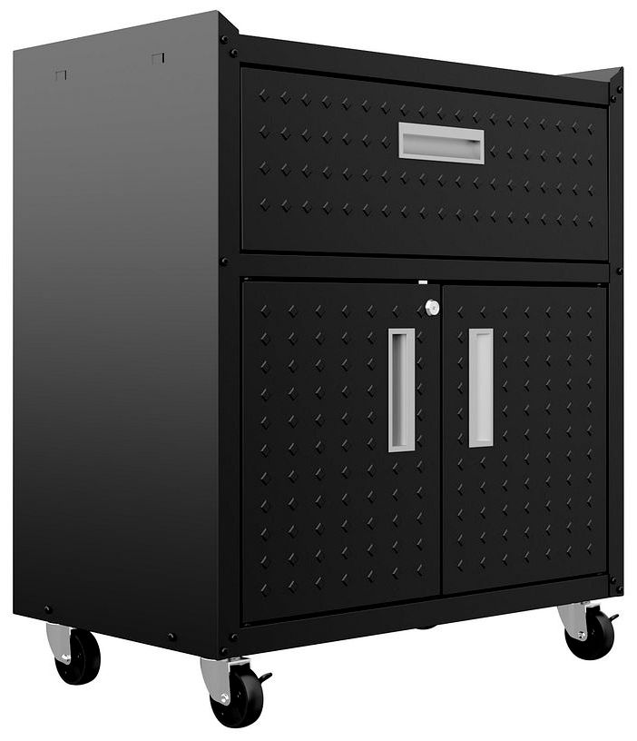 Fortress Textured Metal 31.5" Garage Mobile Cabinet with 1 Full Extens