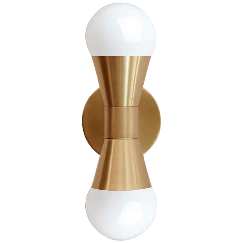 Image 1 Fortuna 7 1/4" High Aged Brass 2-Light Wall Sconce