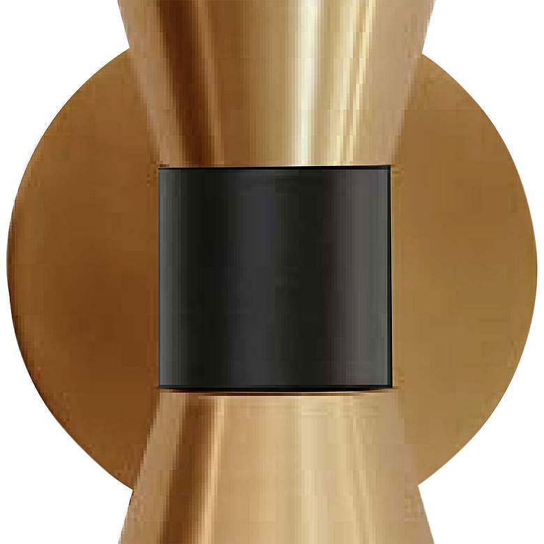 Image 4 Fortuna 7 1/4 inch High Aged Brass and Black 2-Light Wall Sconce more views