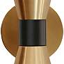 Fortuna 7 1/4" High Aged Brass and Black 2-Light Wall Sconce