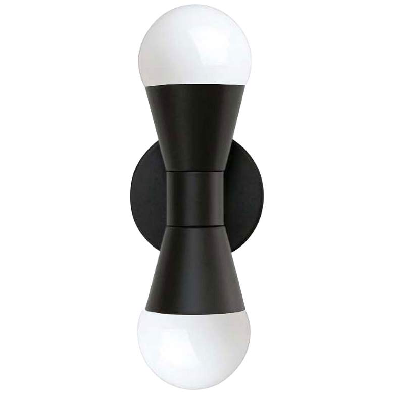 Image 2 Fortuna 7 1/4 inch High Matte Black 2-Light Wall Sconce