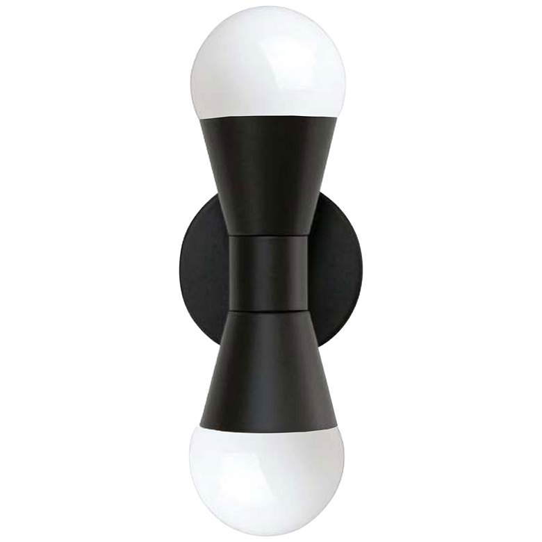 Image 2 Fortuna 7 1/4" High Matte Black 2-Light Wall Sconce