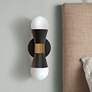 Fortuna 7 1/4"H Matte Black and Brass 2-Light Wall Sconce