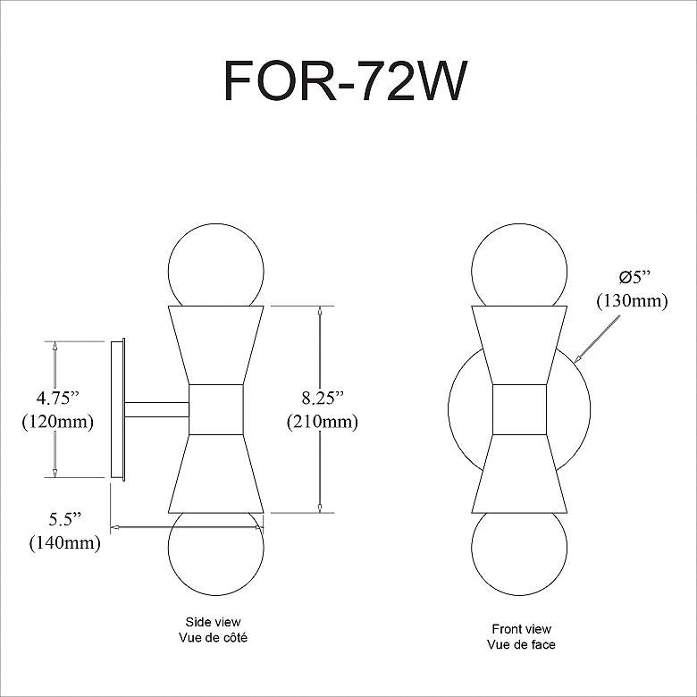 Image 4 Fortuna 7 1/4"H Matte Black and Chrome 2-Light Wall Sconce more views