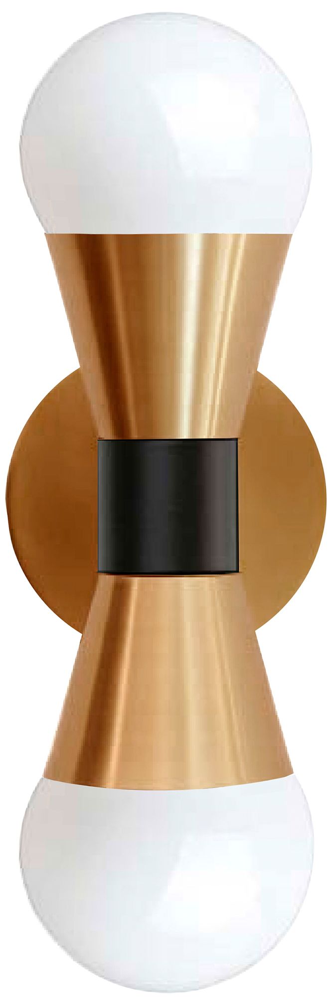 Fortuna 8.25" High 2 Light Aged Brass and Matte Black Wall Sconce