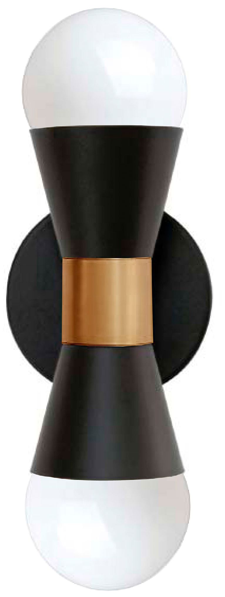 Image 2 Fortuna 8.25" High 2 Light Matte Black and Aged Brass Wall Sconce