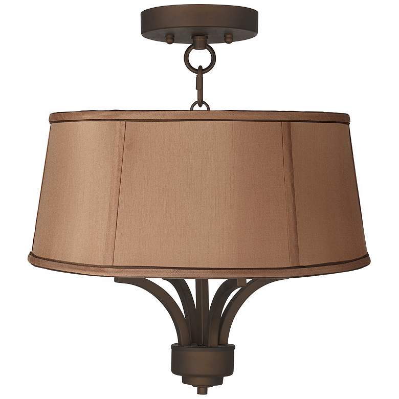 Image 1 Fortuna Bronze 16 inch Wide Biscuit Brown Ceiling Light