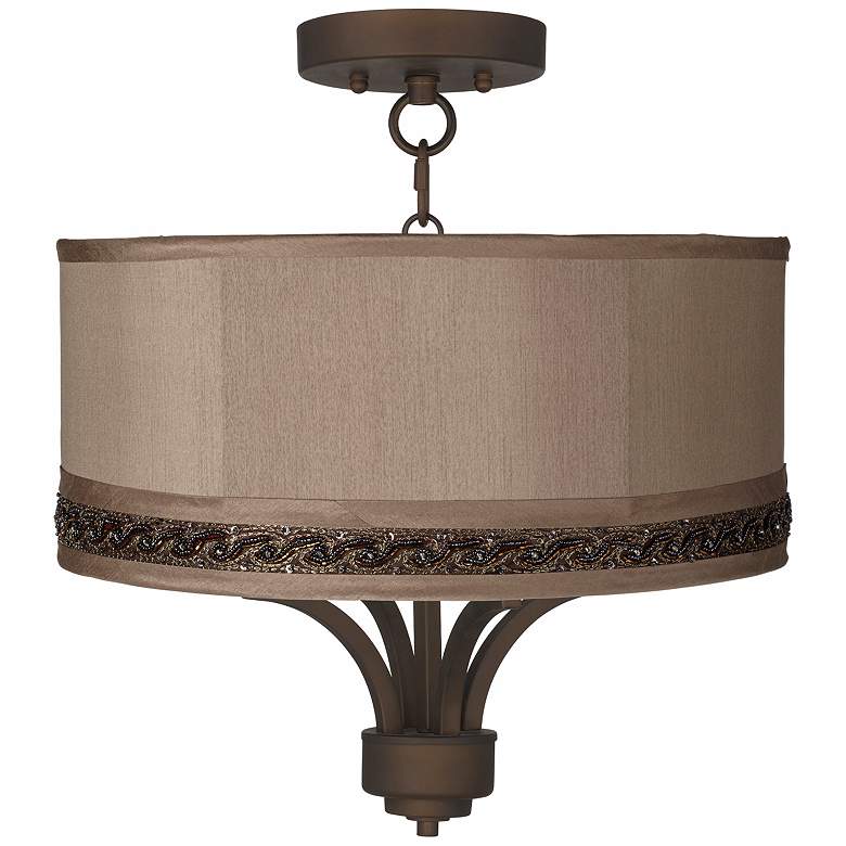 Image 1 Fortuna Bronze 16 inch Wide Morell Silver Ceiling Light