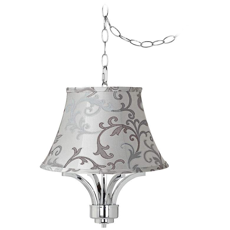 Image 1 Fortuna Chrome 17 inch Wide Floral Scroll Mini Chandelier