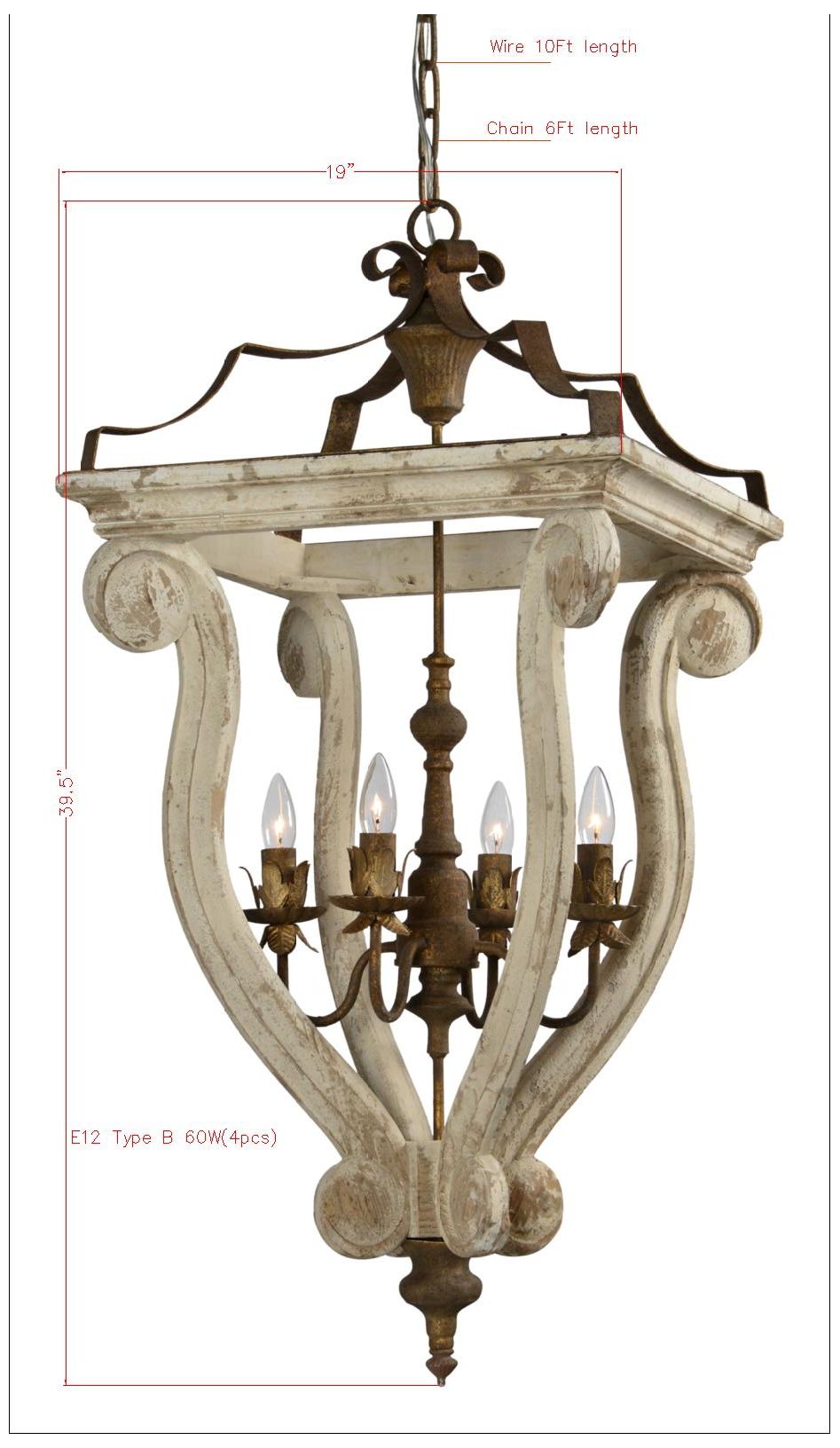 Image 2 Forty West Abbey 19x39.5" Metal and Wood Chandelier more views