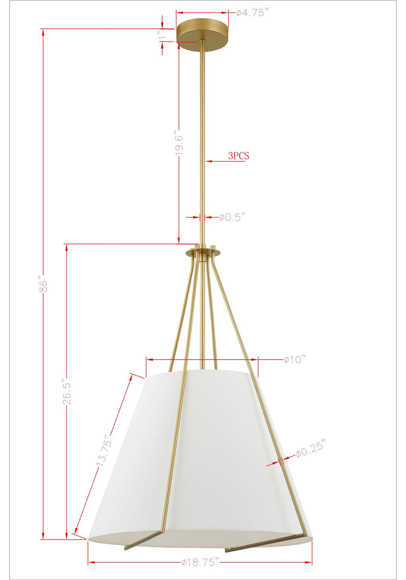 Image 3 Forty West Adaline 18.75x26.5" Gold Pendant more views