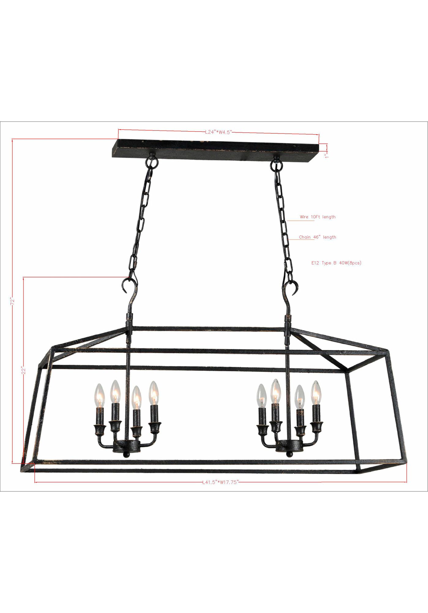 Image 4 Forty West Addie 41.5x17.75x22" Black Metal Bar Light more views