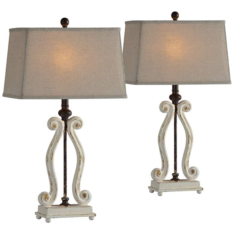 Image 1 Forty West Alaina Cottage White Table Lamps Set of 2