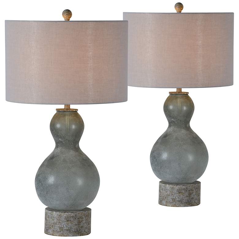 Image 1 Forty West Amora Dusky Gray Gourd Glass Table Lamps Set of 2