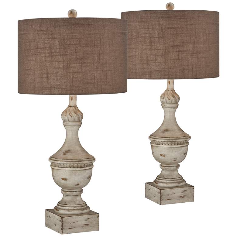 Image 1 Forty West Amy Distressed Gray Brown Table Lamps Set of 2