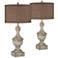 Forty West Amy Distressed Gray Brown Table Lamps Set of 2