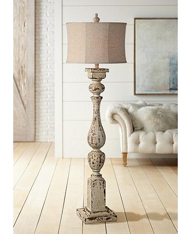 Forty West Anderson 66" Rustic White Column Farmhouse Floor Lamp