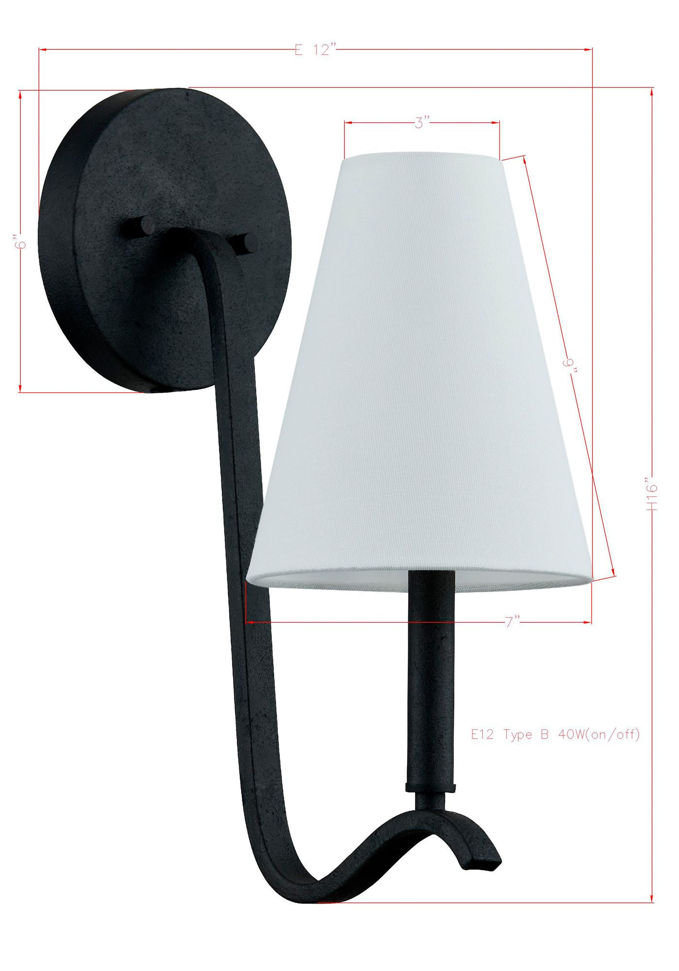 Image 2 Forty West Angelina 7x16" Metal Plug-in Sconce more views