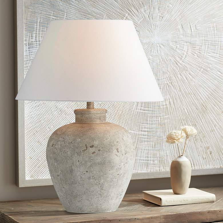 Image 1 Forty West Ansley 28" High Rustic Taupe Pot Table Lamp
