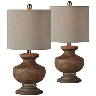 Forty West Baker Washed Wood Accent Table Lamps Set of 2