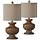 Forty West Baker Washed Wood Accent Table Lamps Set of 2