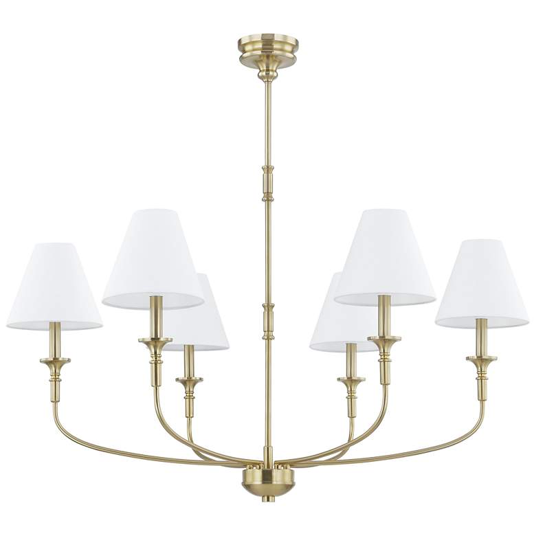 Image 1 Forty West Barton 39x37" Metal Semi-Flush Convertible Chandelier, Gold