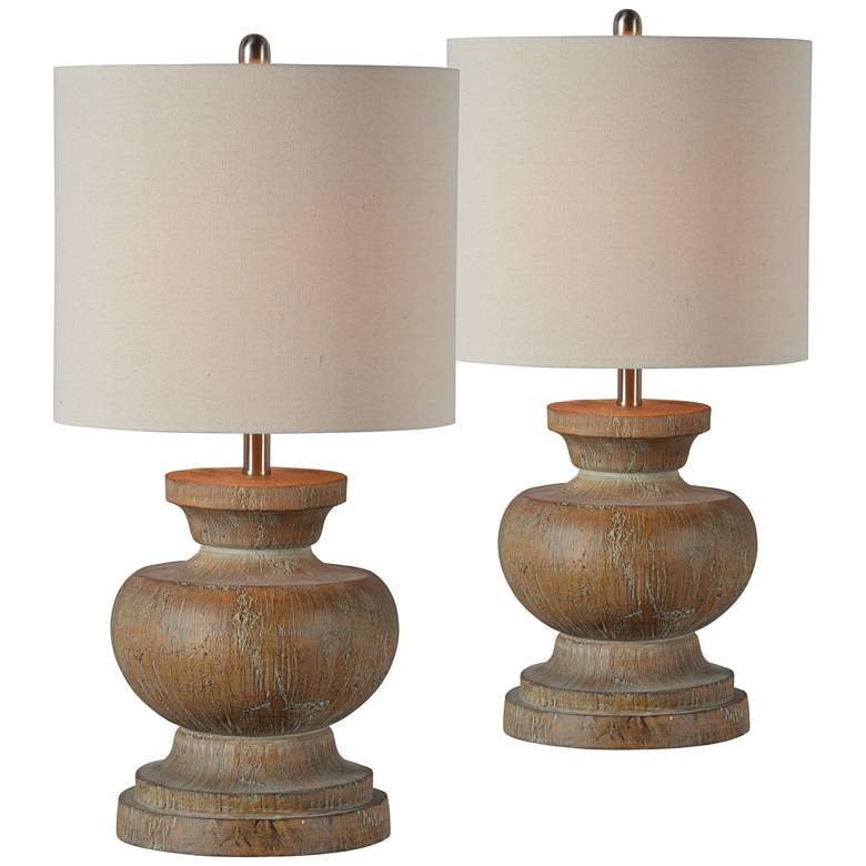 Image 2 Forty West Beane 29" High Washed Wood Finish Table Lamps Set of 2