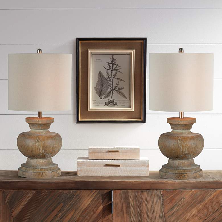 Image 1 Forty West Beane 29" High Washed Wood Finish Table Lamps Set of 2