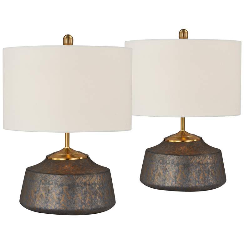 Image 2 Forty West Benny Shades of Brown Accent Table Lamps Set of 2