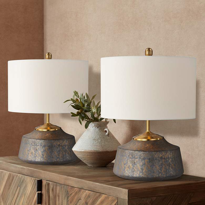 Image 1 Forty West Benny Shades of Brown Accent Table Lamps Set of 2