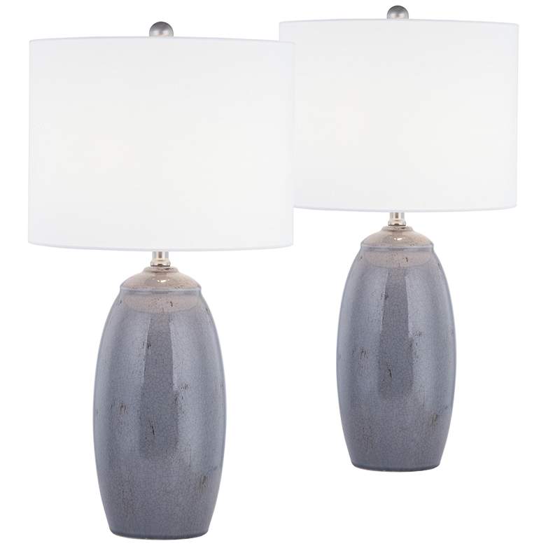 Image 2 Forty West Benton Blue Ceramic Table Lamps Set of 2