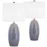 Forty West Benton Blue Ceramic Table Lamps Set of 2