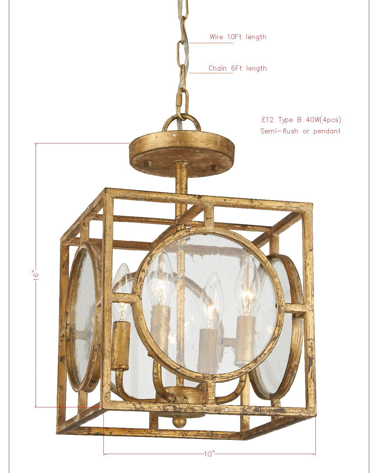 Image 4 Forty West Berlin 10x16" Metal + Glass Semi-Flush/Convertible more views