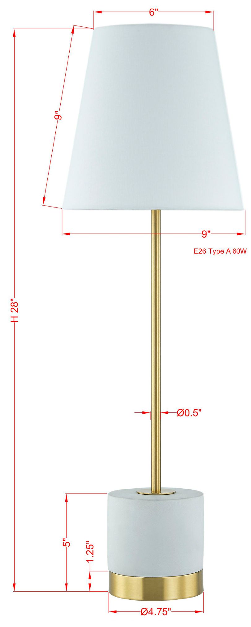 Image 3 Forty West Billie 28" Marble + Metal Buffet Lamp more views