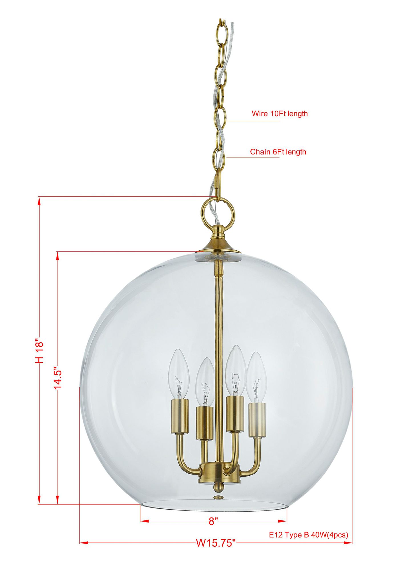 Image 3 Forty West Blaine 15.75x18" Iron and Glass Pendant more views