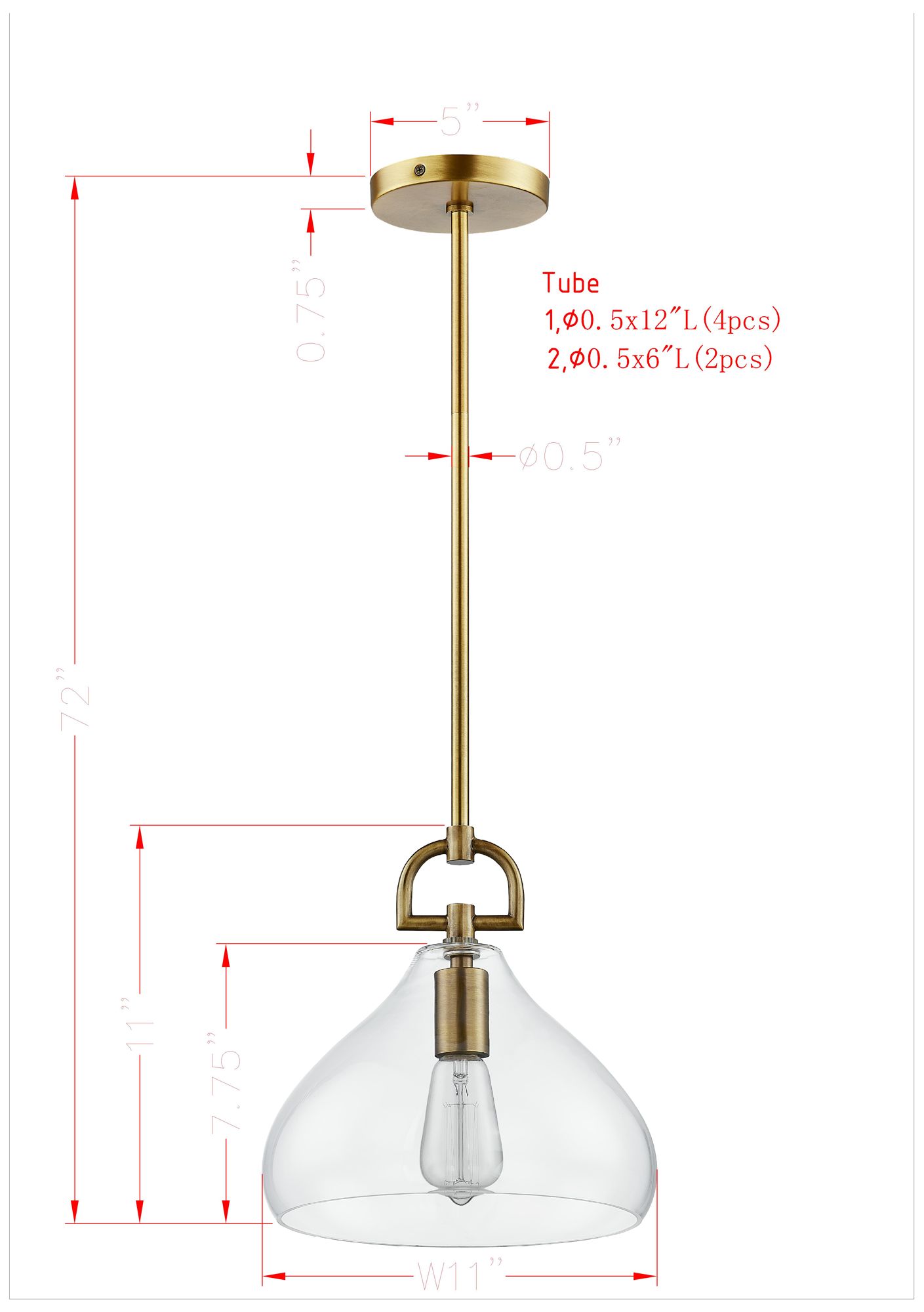 Image 3 Forty West Blake Gold 1-Light Pendant more views