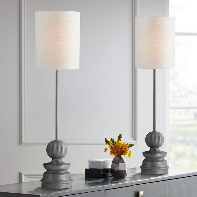 Image 1 Forty West Brantley 32" High Gray Buffet Table Lamps Set of 2